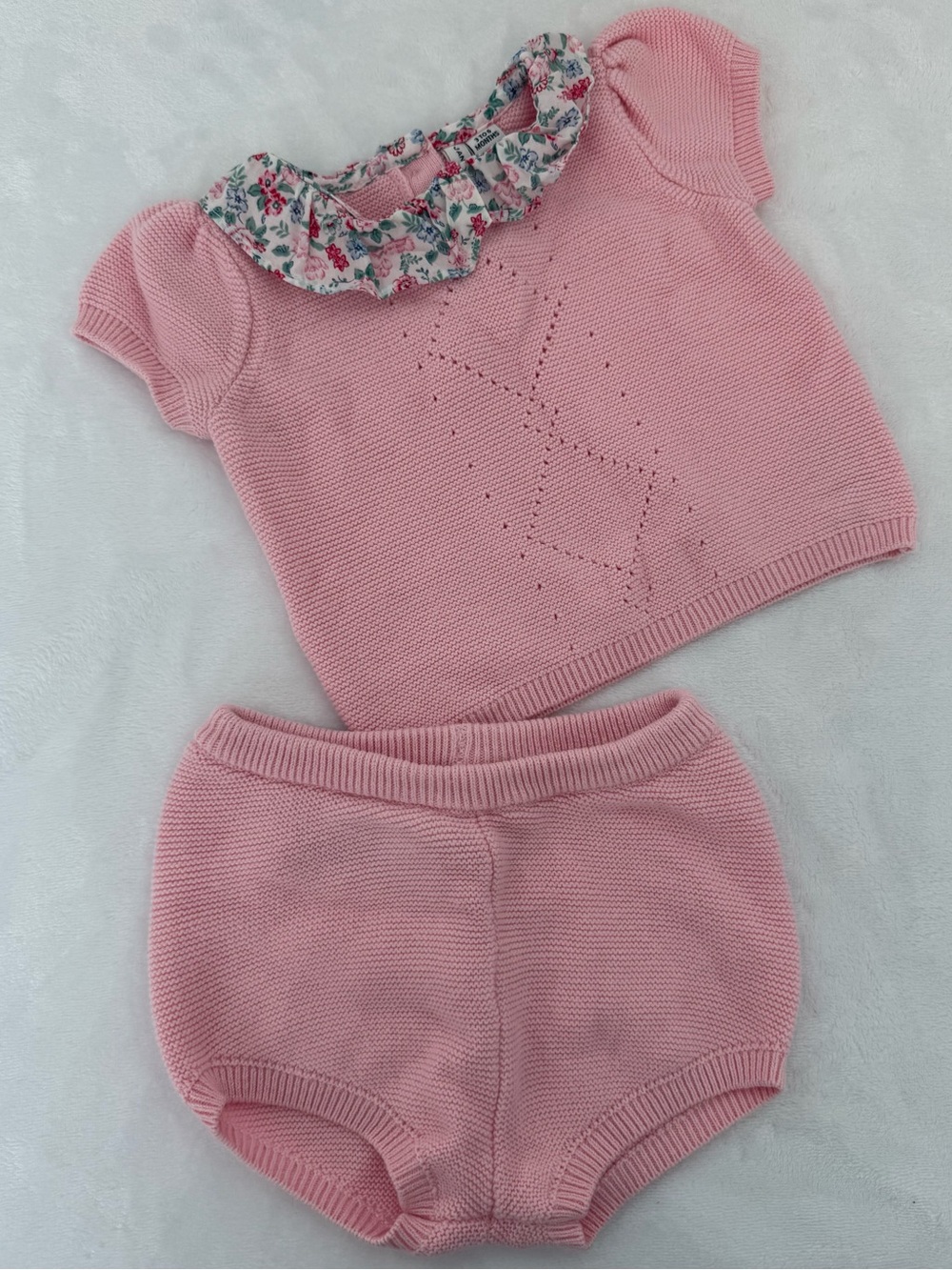 Baby Two-Piece Set with Floral Collar